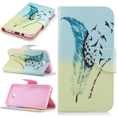 

Feathers and birds Design PU Leather Flip Cover Wallet Card Holder Case for SAMSUNG Galaxy J7 2017/J727P
