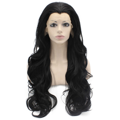 

Long Wavy Black Heat Resistant Synthetic Lace Front Wig Natural
