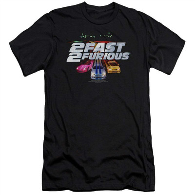 

2 Fast 2 Furious Logo Mens Slim Fit Shirt BLACK 2X