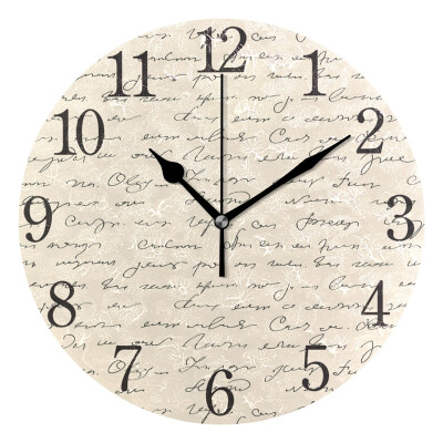 

Wall Clock Arabic Numerals Design English Script Pattern Round