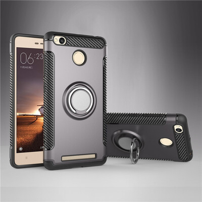 

Fivice Xiaomi Redmi 3S case PC metal ring shell magnetic car bracket TPU phone case