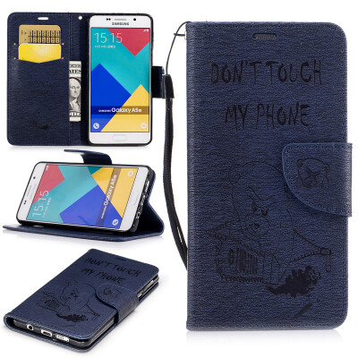 

Deep Blue Bear Style Embossing Classic Flip Cover with Stand Function and Credit Card Slot for SAMSUNG Galaxy A5 2016/A510