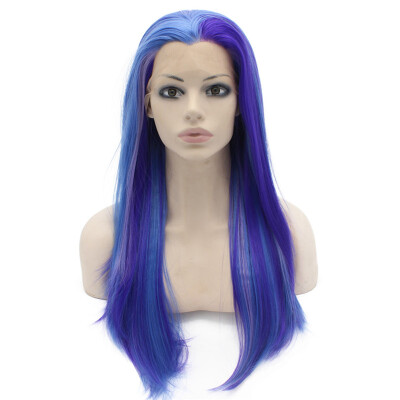 

Iwona Synthetic Hair Lace Front Long Stright Blue Wig