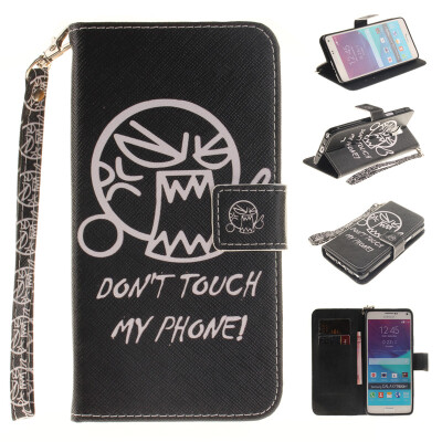 

Do not touch me Design PU Leather Flip Cover Wallet Card Holder Case for SAMSUNG GALAXY NOTE 4