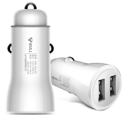 

Bull Car Charger GN-U112C White 5V 24A Dual USB One-Duo Two PC Material