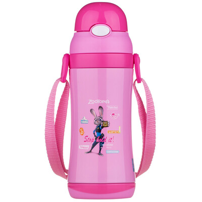 

Disney (Madonna) crazy animal city children's insulation cup stainless steel with straw portable men and women kettle pupil cartoon water cup cup pink rabbit Judy 400ml