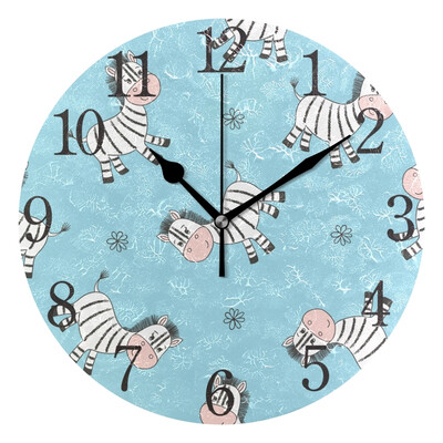 

Wall Clock Zebra Pattern Round Wall Clock Arabic Numerals Design