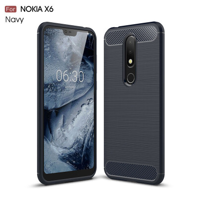 

Fivice Nokia X6 case Luxury brushed carbon fiber TPU soft shell