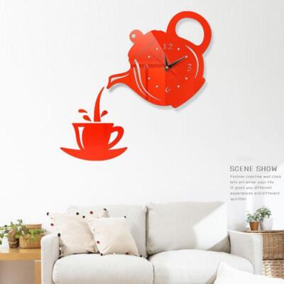 

DIY 3D Number Wall Clock Mirror Sticker Home Office Decor Art Design Room modern