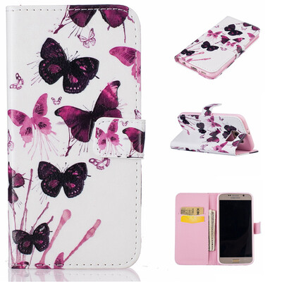 

painting butterfly Design PU Leather Flip Cover Wallet Card Holder Case for SAMSUNG Galaxy S6