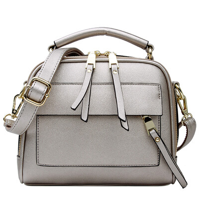 

Excellent ha howru leisure small fragrant wind shoulder bag handbags Korean version of the fashion double zipper small bag hand portable Messenger bag 4EI02001 silver