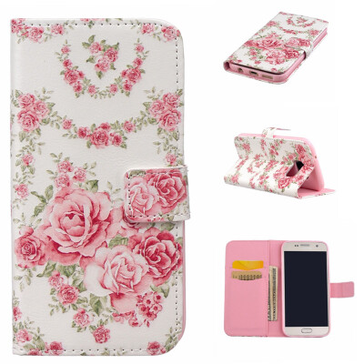 

Pink Rose Design PU Leather Flip Cover Wallet Card Holder Case for SAMSUNG GALAXY S7