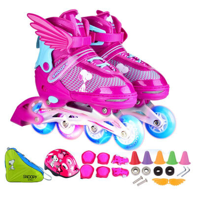 

Jingdong Supermarket] Snoopy SNOOPY children' skates set all flashing ice skating wheel skates rose red  code ET667