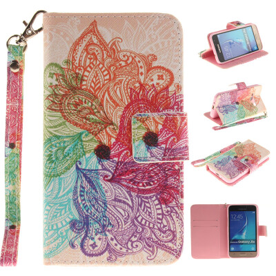 

Colorful flowers Design PU Leather Flip Cover Wallet Card Holder Case for SAMSUNG GALAXY J1 2016 J120