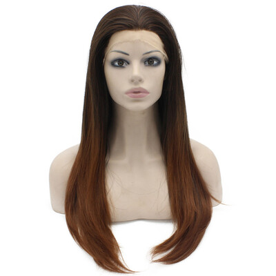 

Long Straight Two Tone Ombre Brown Auburn Natural Lace Front Wig
