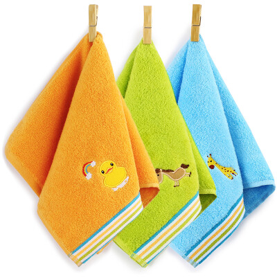 

Sanli cotton cartoon embroidery children towel 25 × 50cm soft color edge wash face mask mixed color 3 installed