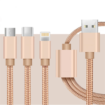 

3 in 1 Micro USB Lightning 8PIN Type-C USB Cable 12M Fast Charger High Speed Data Sync Useful Convenient USB Cable