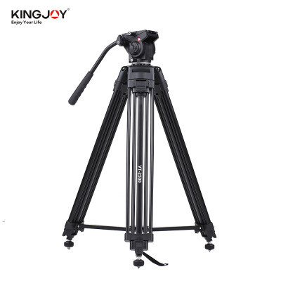 

Kingjoy VT-2500 152cm5ft Camera Camcorder Tripod with 360° Fluid Damping Head Stable Middle Support Nail Foot Mg-Al Alloy Max