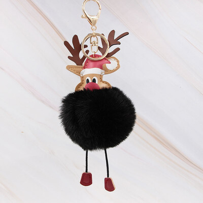 

Cute Christmas Gift Deer Keychain for Women Pom Pom Ball Keychains