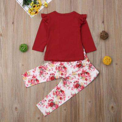 

US Seller 3Pcs Newborn Infant Baby Girls Long Sleeve T-shirt Clothes Outfit Sets