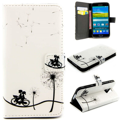 

Bike and dandelion Design PU Leather Flip Cover Wallet Card Holder Case for SAMSUNG GALAXY S5