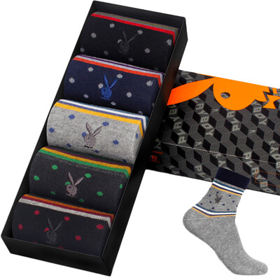 

Jingdong supermarket] Playboy (PLAYBOY) 2683 men socks men socks cotton in the tube sports business leisure breathable cotton socks 5 double gift box in the gray group of multi-color code