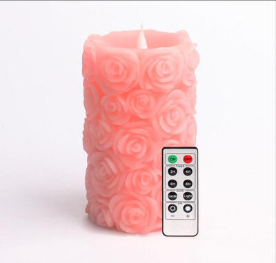 

Simplux Rose Shap Free-Flowing 3D Fireless Flame LED Pillar Candle with Remote Control Battery Operated35x6" Pink pack of 2