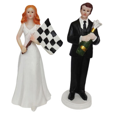 

UpperX Resin F1 Car Racing Fan Bride&Groom Wedding Cake Topper 6-inch Height