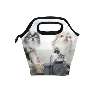 

Lunch Bag Camera Cat Tote Travel Picnic Insulated Handbags Portable Zipper Lunch Bag Box