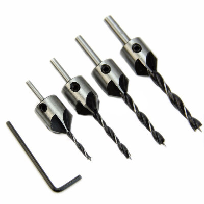 

4pcs HSS Countersink Wood Drill Steel Countersink Drill Set Reamer Set For Woodworking Chamfer 5 Flute 3mm-6mm