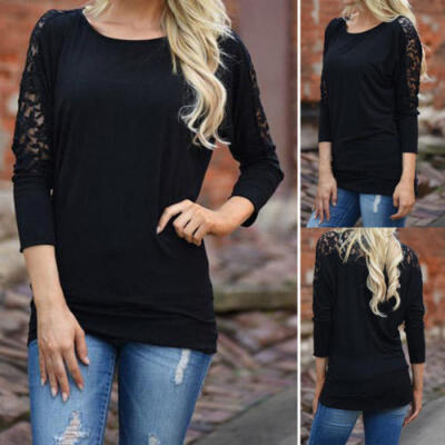 

Womens Casual Long Sleeve Shirt Tops Loose Blouse Ladies Lace Baggy Top Jumper