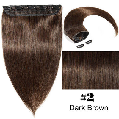 

100 Remy Human Hair Clip in Hair Extensions 34 Full Head 1 piece 5 clips Smooth Silky Straight for Women