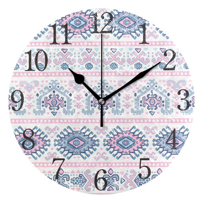 

Wall Clock Tribal Mexican Vintage Ethnic Round Wall Clock Arabic Numerals Design