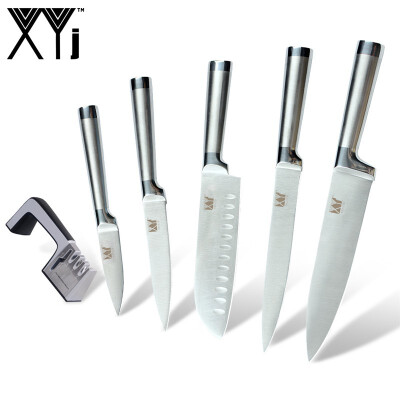 

XYj 4 in 1 Diamond Coated & Fine Ceramic Knife Sharpener 8" Chef Slicing 7" Santoku 5" Utility 35" Fruit Kitchen Knife