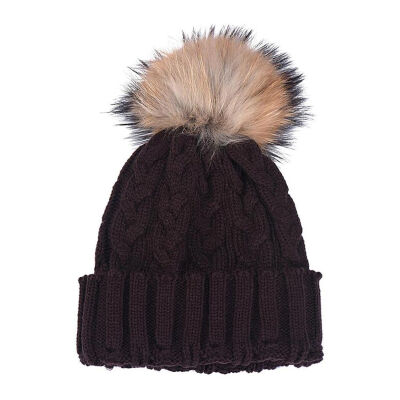 

MyMei Womens Rabbit Fur Hat Knit Woolen Yarn Warm Hat