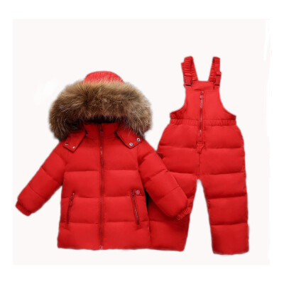 

2018 Winter warm down jacket for baby girl clothes child clothing sets boys parka real fur coat kids snow wear infant overcoat