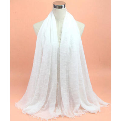 

Crimp Frayed Edges Maxi Scarves Hijab cotton mix Crinkle Scarves For Women