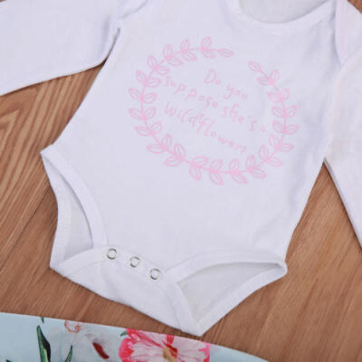 

AU Stock Toddler Infant Baby Floral Cotton Romper Long Pants Outfits Clothes Set
