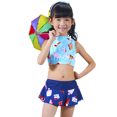 

Qiaohai QIHAI 6604-8 children split swimsuit large size cute high collar small princess Korean three-piece hot spring swimwear XXL