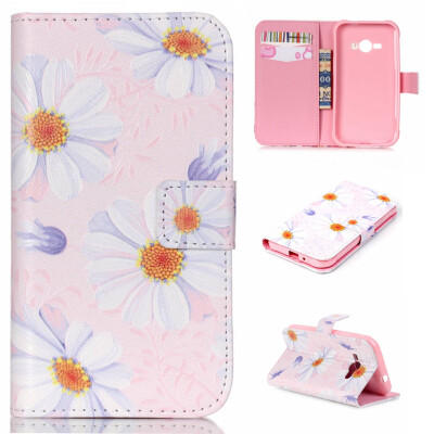 

Pink Flower Design PU Leather Flip Cover Wallet Card Holder Case for SAMSUNG Galaxy J1 Ace