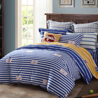 

[Jingdong Supermarket] Meng Jie home textiles produced MINI MEE bedding sets cotton printing four sets of children's bed sheets quilts high castle blue 1.5 m bed 200 * 230cm