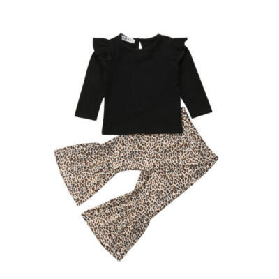 

AU Toddler Kid Baby Girl Tops T-Shirt Leopard Flared Pants AutumnOutfit Clothes