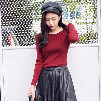 

Antarctic Nanjiren sweater women Slim thin women wild multi-color sweater bottoming shirt all wine red