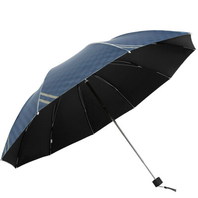 

Jingdong Supermarket Paradise umbrella British style Vinyl increase three fold sunny umbrella 32248ELHB blue gray