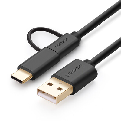 

UGREEN Micro USB Type-C Two-in-One Charging Cable for Huawei P9Xiaomivivooppo 30172 025M Black