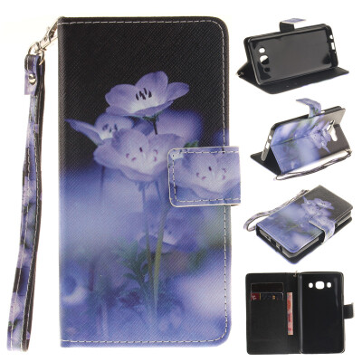 

Blue flower Design PU Leather Flip Cover Wallet Card Holder Case for SAMSUNG GALAXY J5 2016 /J510