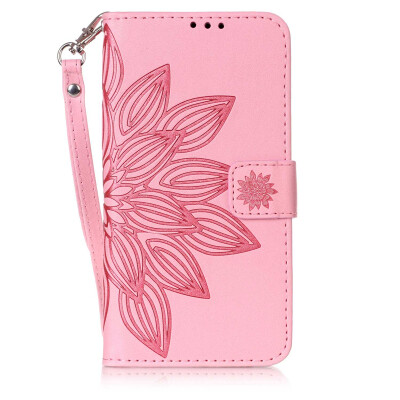 

Pink Flower Design PU Leather Flip Cover Wallet Card Holder Case for SONY XA