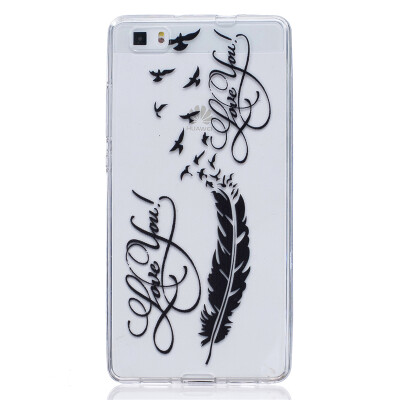 

LOVE Feathers Pattern Soft Thin TPU Rubber Silicone Gel Case Cover for HUAWEI P8 Lite