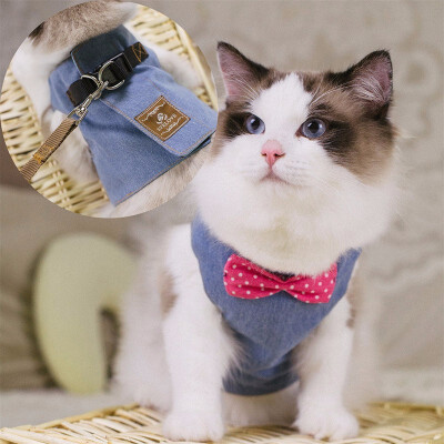 

Adjustable Cat Harness Bowtie cat Suit Leash