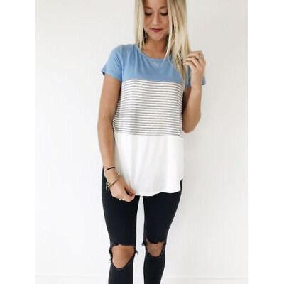 

Fashion Womens Loose Pullover T-Shirt Short Sleeve Cotton Tops Shirt Blouse